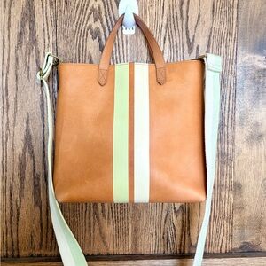 🩷MADEWELL🩷Tan Leather Tote with Cream & Mint crossbody strap